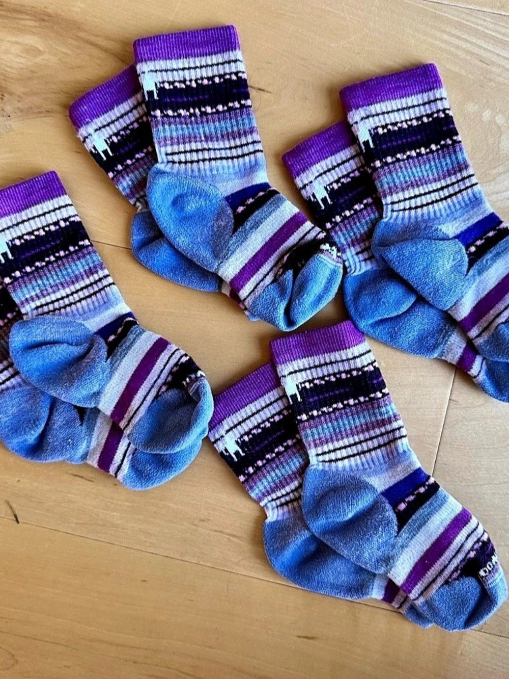 4pr SmartWool Margarita Stripe Merino Wool Hiking Socks Crew Kids M Medium